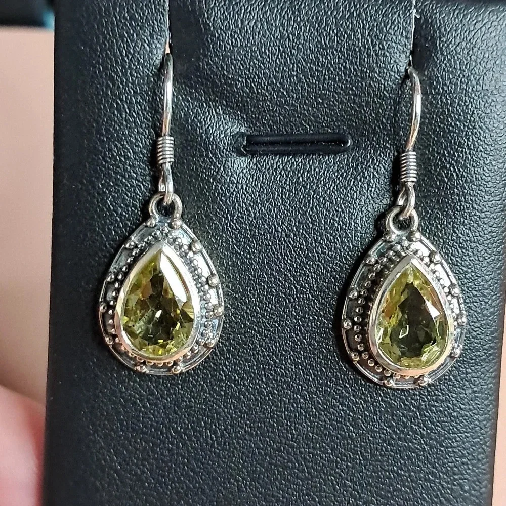 Ouro Verde Quartz Earrings in 925 Sterling Silver